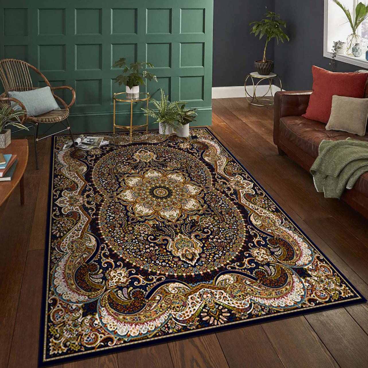 絨毯　ペルシャ　ペルシャ絨毯　カーペット　1枚 ペルシャ絨毯 カシャーン 80x50cm (玄関マット) 1.4kg